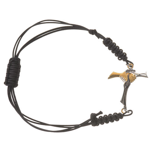 Bracelet corde noire Croix de l'Amitié argent 800 1