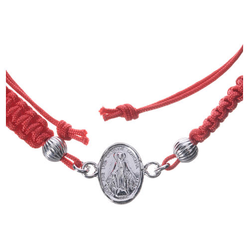 Bracelet with Miraculous Medal in 925 silver and red cord 2