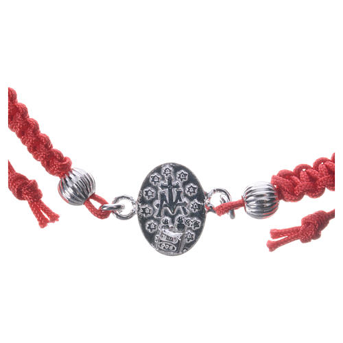 Bracelet with Miraculous Medal in 925 silver and red cord 3