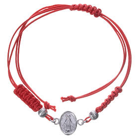 Bracelet médaille Miraculeuse argent 925 corde rouge