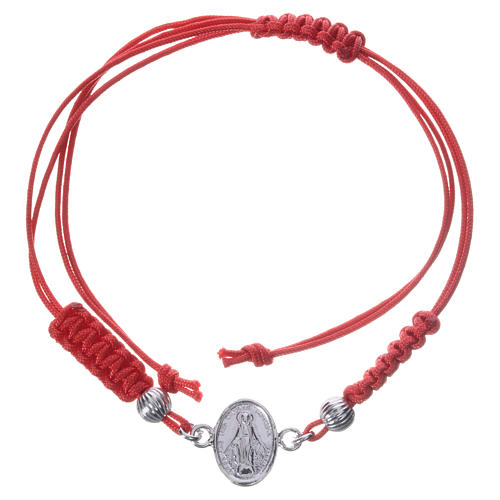 Bracelet médaille Miraculeuse argent 925 corde rouge 1