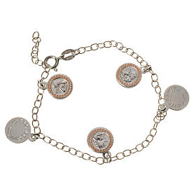 Bracelet in 925 silver with Guardian Angel medal, pink