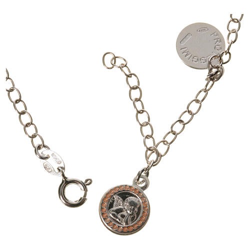 Bracelet in 925 silver with Guardian Angel medal, pink 2