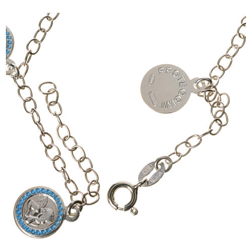 Armband aus Silber 800 mit Medaillen Schutzengel hellblau 2