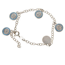 Bracciale argento 800 medaglie Angelo Custode azzurro