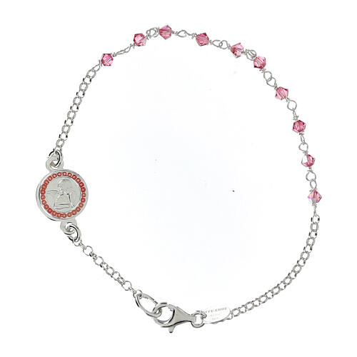 Armband aus Silber 925 strass rosafarbig Schutzengel 1