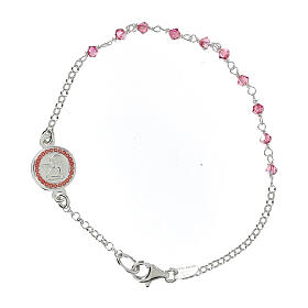 Bracelet in 925 silver with pink strass, Guardian Angel