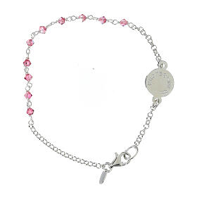 Bracelet in 925 silver with pink strass, Guardian Angel
