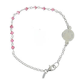 Bracciale argento 925 strass rosa angelo custode