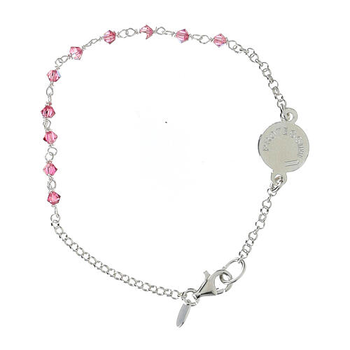 Bracelet in 925 silver with pink strass, Guardian Angel 2