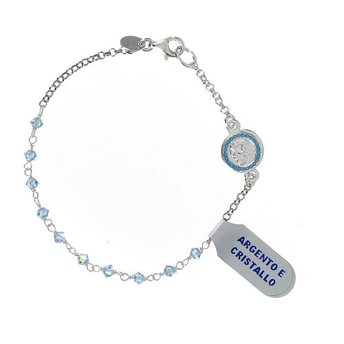 Bracelet in 800 silver with light blue strass, Guardian Angel 1