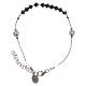 Rosary bracelet in sterling silver and strass with black cross s1