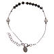Rosary bracelet in sterling silver and strass with black cross s2