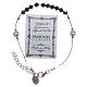 Rosary bracelet in sterling silver and strass with black cross s3
