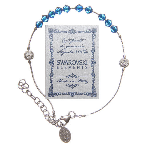 Rosary bracelet in sterling silver and strass, iridescent blue 2