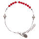 Rosary bracelet in sterling silver and strass, red grains s1