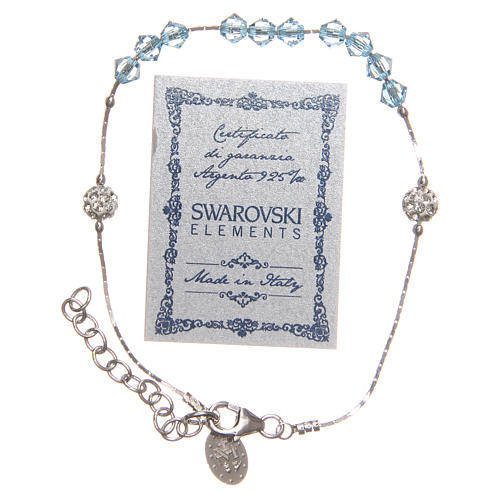Rosary bracelet in sterling silver and strass, light and blue grains 2