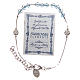 Rosary bracelet in sterling silver and strass, light and blue grains s2