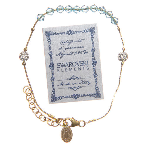 Rosary bracelet in golden sterling silver with aqua strass grains 3