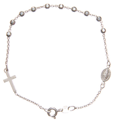 Armband Silber 925 Perlen 3mm mit Kreuz 1