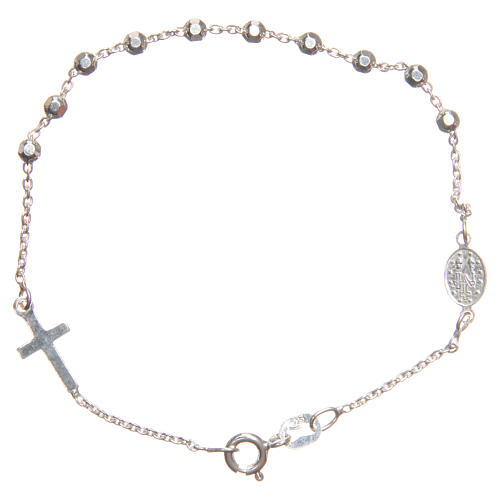 Armband Silber 925 Perlen 3mm mit Kreuz 2