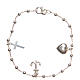 Rosary bracelet in sterling silver 3mm grains with cross, heart, anchor s1