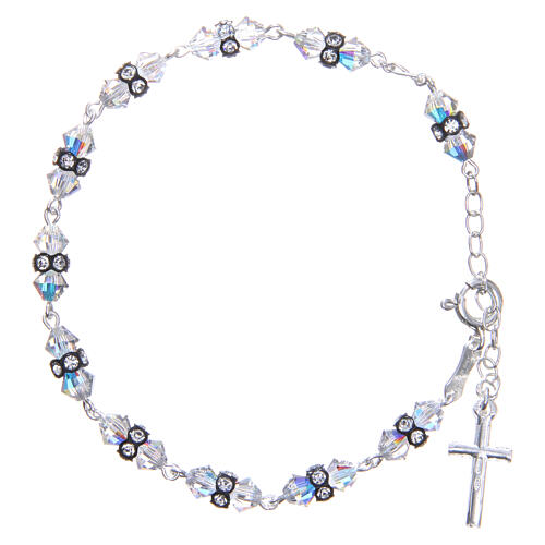 Rosary bracelet with cone shaped black and white strass grains 2