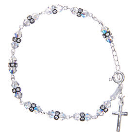 Rosary bracelet with cone shaped black and white strass grains