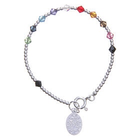 Rosary bracelet for children with multicoloured strass beads