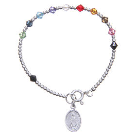 Rosary bracelet for children with multicoloured Swarowski beads