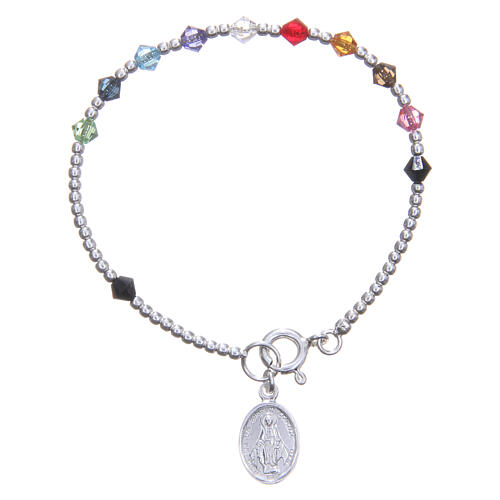 Rosary bracelet for children with multicoloured strass beads 1