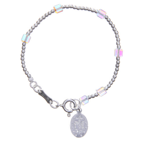 Rosary bracelet for children with white, cubic strass beads 2
