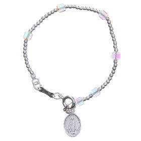 Rosary bracelet for children with white, cubic strass beads