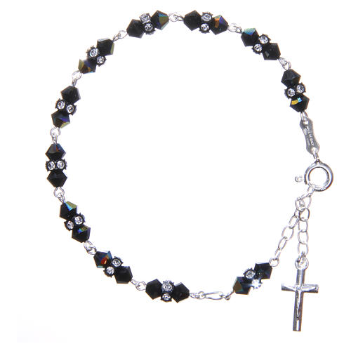 Rosary bracelet with cone shaped black strass grains 1