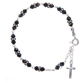 Rosary bracelet with cone shaped black strass grains