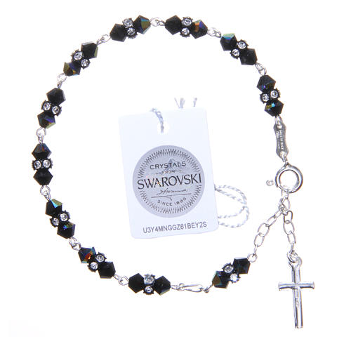 Rosary bracelet with cone shaped black strass grains 2