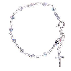 Rosary bracelet with cone shaped white strass grains