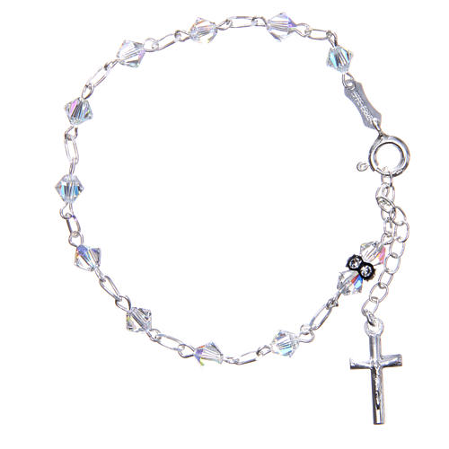 Rosary bracelet with cone shaped white strass grains 1