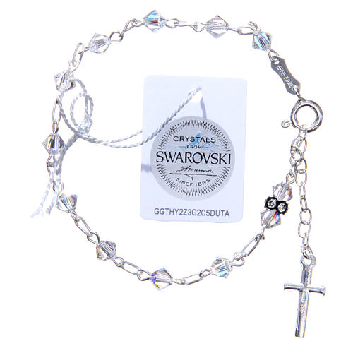 Rosary bracelet with cone shaped white strass grains 2