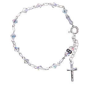 Bracciale rosario cristallo conico bianco 5 mm