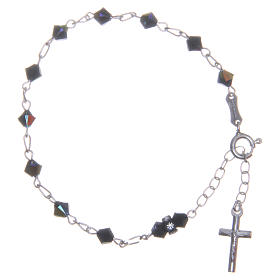 Bracciale rosario cristallo conico nero 5 mm