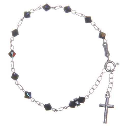 Bracciale rosario cristallo conico nero 5 mm 1