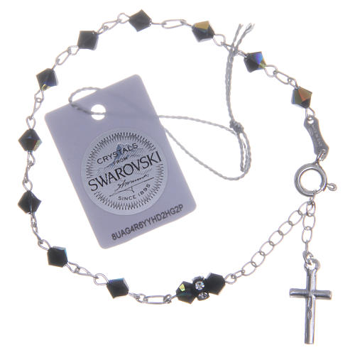 Rosary bracelet with cone shaped black crystals 5mm 2