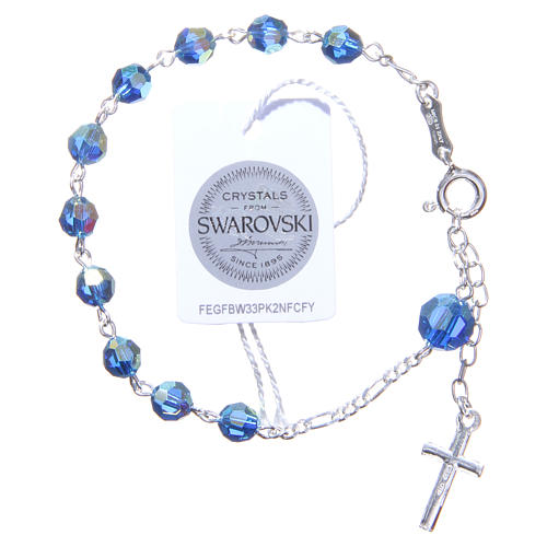 Rosary bracelet with light blue crystals 6mm 2
