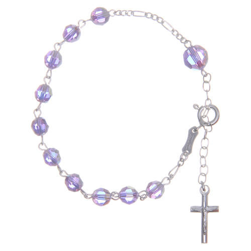 Rosary bracelet with purple crystals 6mm 1