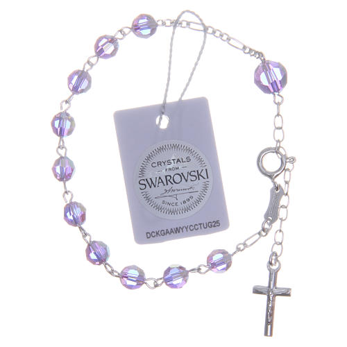 Rosary bracelet with purple crystals 6mm 2