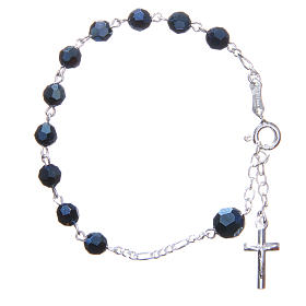 Pulsera rosario cristal 6 mm azul.