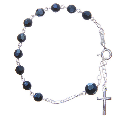 Bracelet chapelet cristaux 6 mm bleus 1