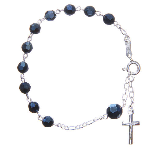 Rosary bracelet with blue crystals 6mm 1