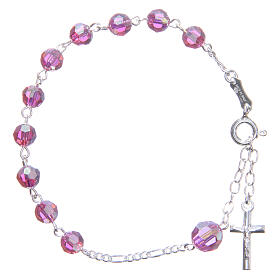 Rosary bracelet with pink crystals 6mm